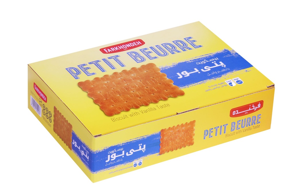 [2500106293611] بیسکویت فرخنده پتی بور 1100 (یک ساله, وانیلی, جعبه عادی, جعبه 520 گرمی)