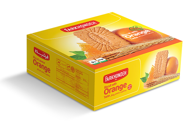 [2500103193601] بیسکویت فرخنده پذیرایی 800 (یک ساله, پرتقالی, شرینک 6 عددی, جعبه 750 گرمی)